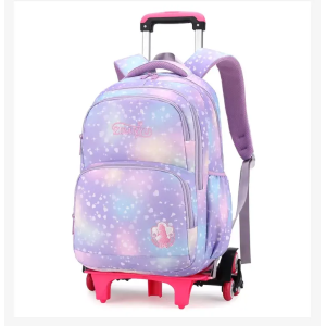 Dropshipping Cute Waterproof Rolling Wheeled Backpack for Kids School Trolley Bag with Wheels for Students Girls and Children