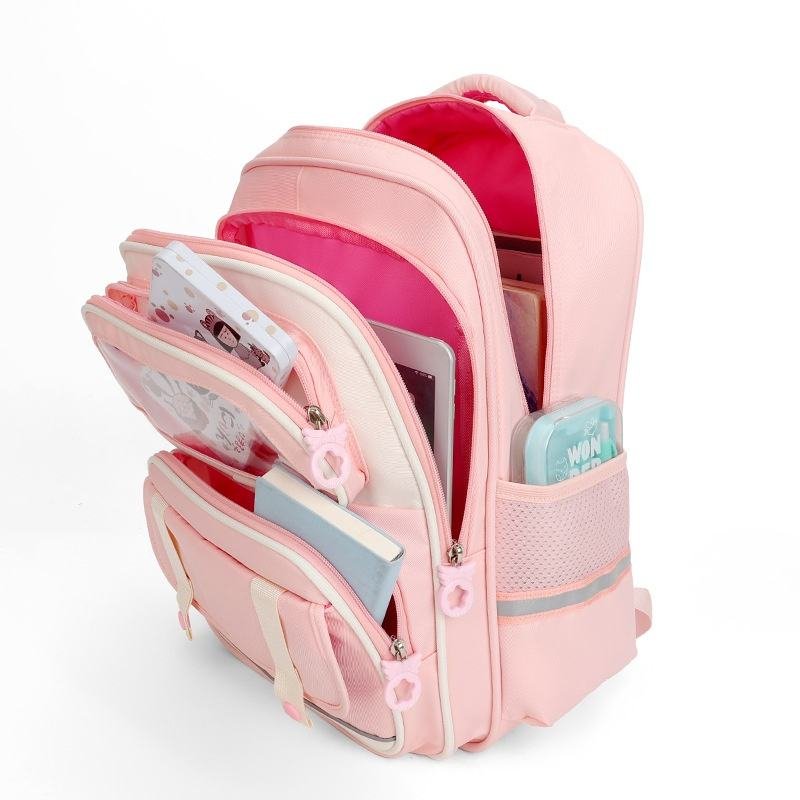 Cross-Border Hot Sale Large Capacity Trolley School Backpack for Primary Girls Waterproof Zipper Polyester - Image 2
